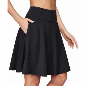 IUGA Black 20” Knee Length Skort High Waist Pockets Womens Medium